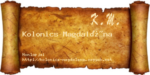 Kolonics Magdaléna névjegykártya